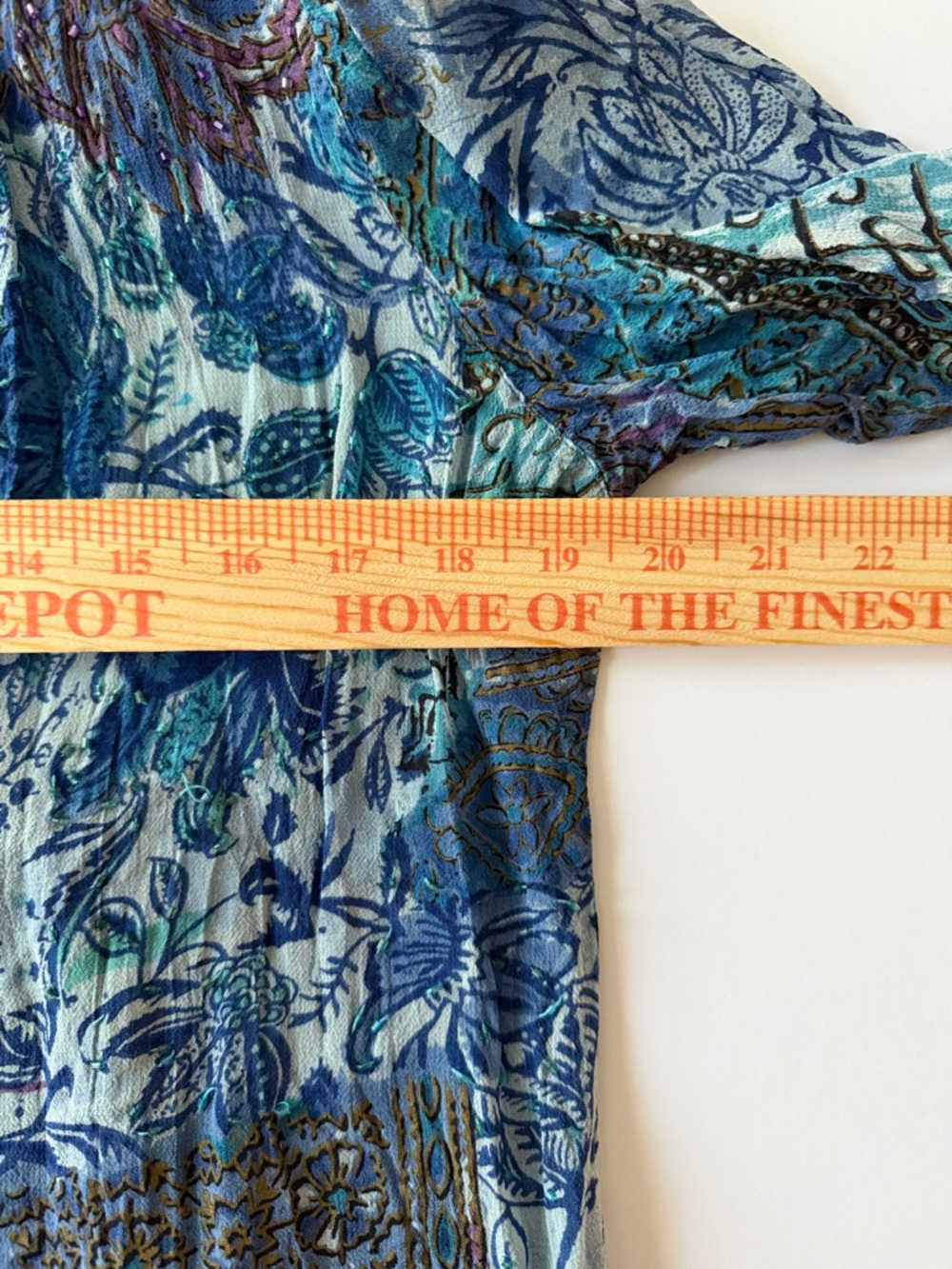 Calite Blue Multi Floral Boho Kimono with shoulder pads size Large - Picture 5 of 8